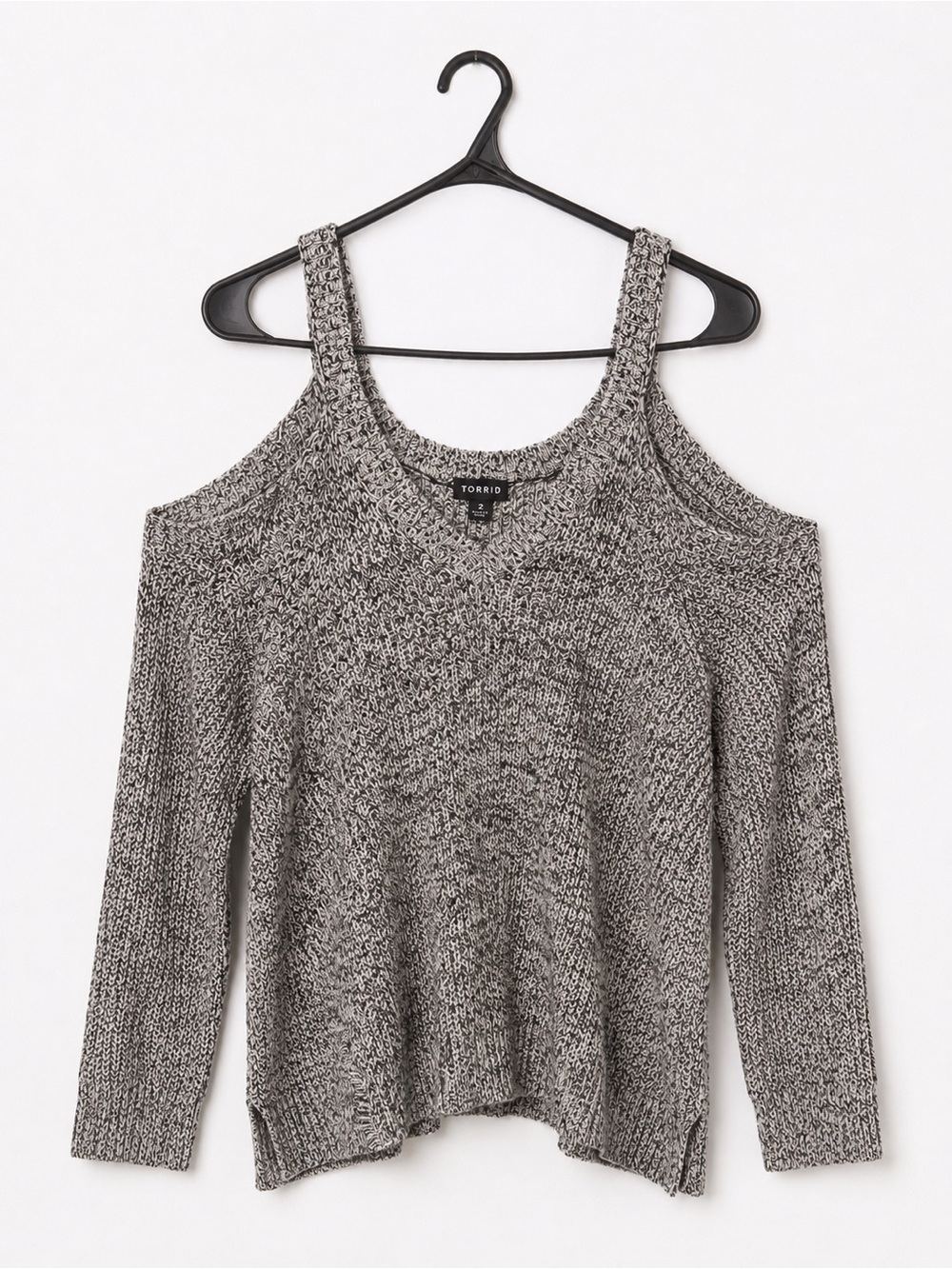 torrid Gray Marled Cold-Shoulder Knit Sweater
